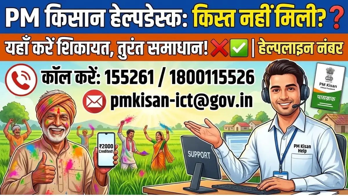 PM Kisan Helpdesk Complain Installment Solution 2026: किस्त नहीं आई? यहाँ करें शिकायत और पाएं तुरंत समाधान 1 PM Kisan Helpdesk Complain Installment Solution 2026