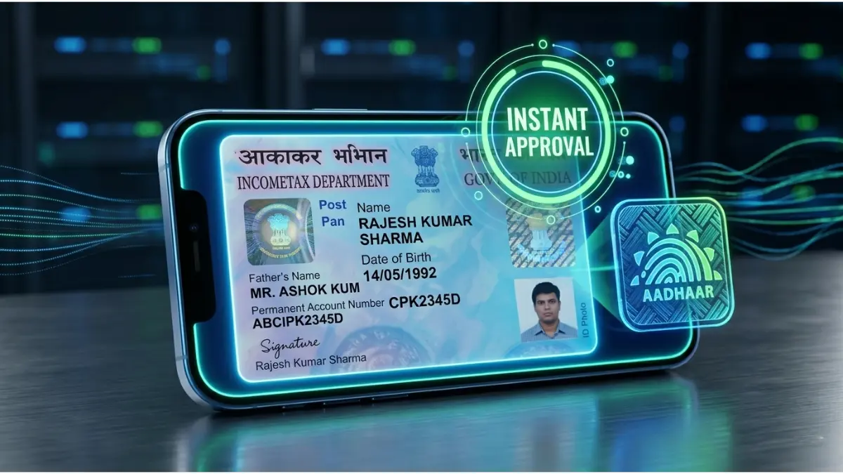 आधार कार्ड से फ्री में तुरंत (Instant) पैन कार्ड कैसे बनाएं? मोबाइल से 5 मिनट में होगा काम 1 आधार कार्ड से फ्री में तुरंत (Instant) पैन कार्ड कैसे बनाएं