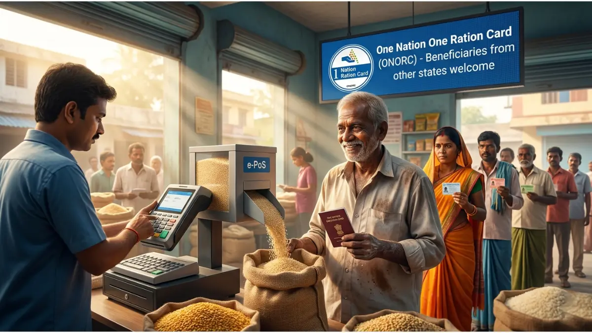 How to Get Ration in Another State 2026: एक राज्य से दूसरे राज्य में राशन कैसे लें? यहाँ देखें 'Mera Ration 2.0' और Portability के नए Rules 1 वन नेशन वन राशन कार्ड (ONORC)